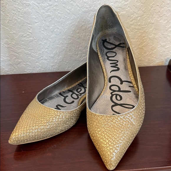 Sam Edelman Shoes - Sam Edelman Metallic Gold Pointed Ballet Flats